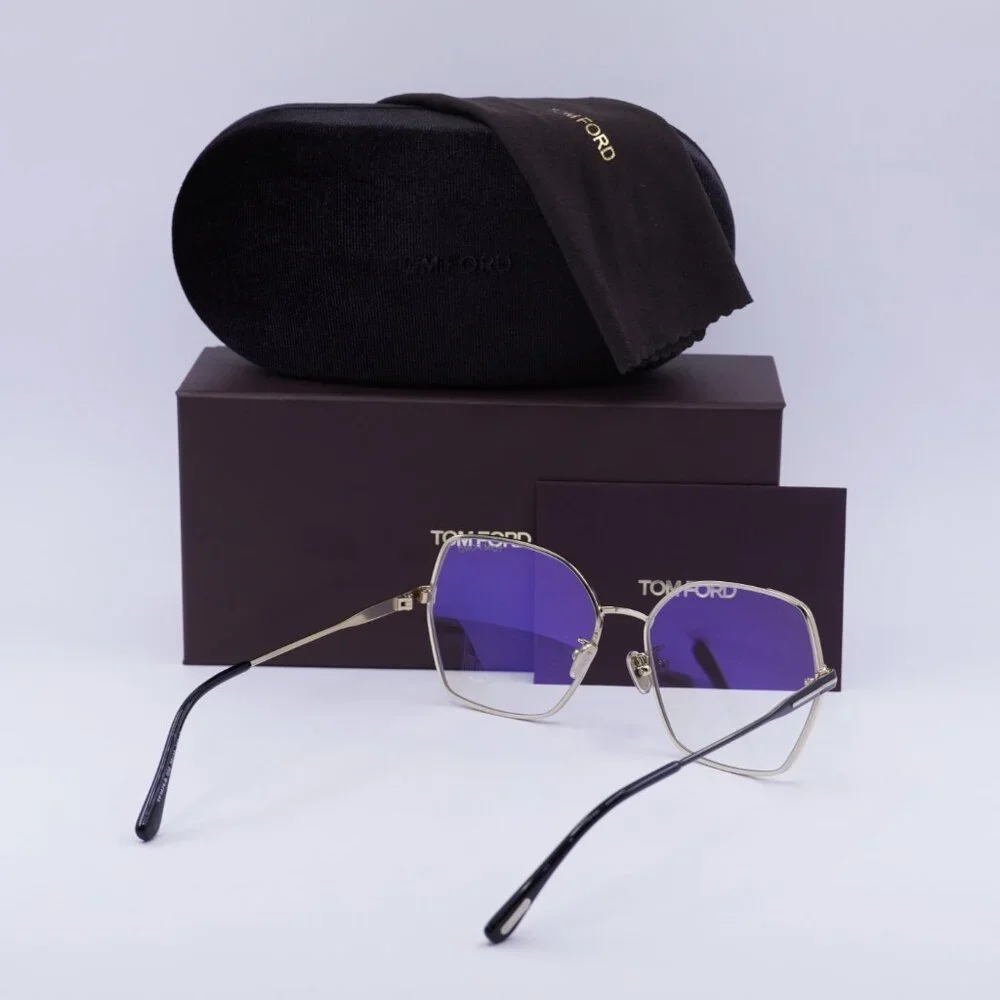 Tom Ford FT5876-B 032 Butterfly Eyeglasses 56mm - Pale Gold/Black